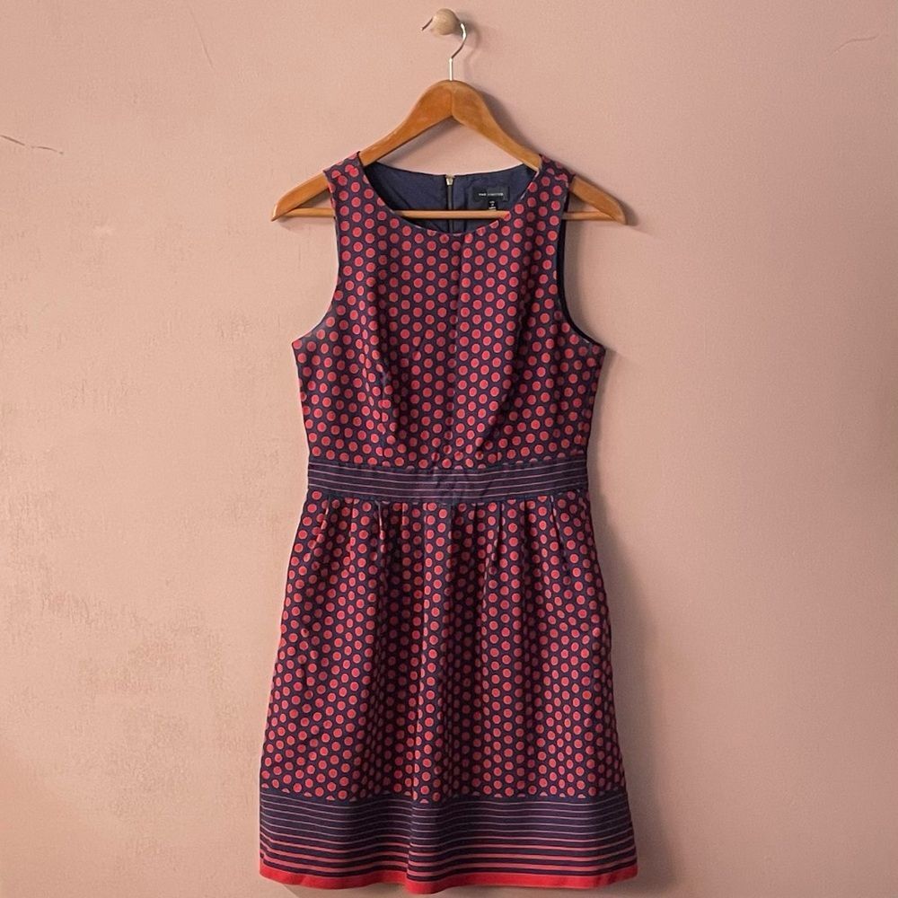 The Limited Red & Navy Polka Dotted Dress Size 4 Tall EUC